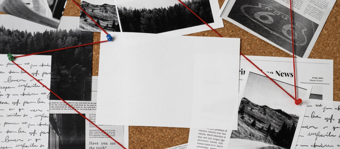 Truth concept composition at a detective desk
